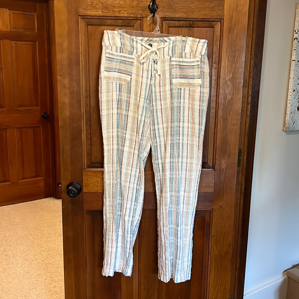 Sundance Cream and Blue Striped Boot Cut Pants